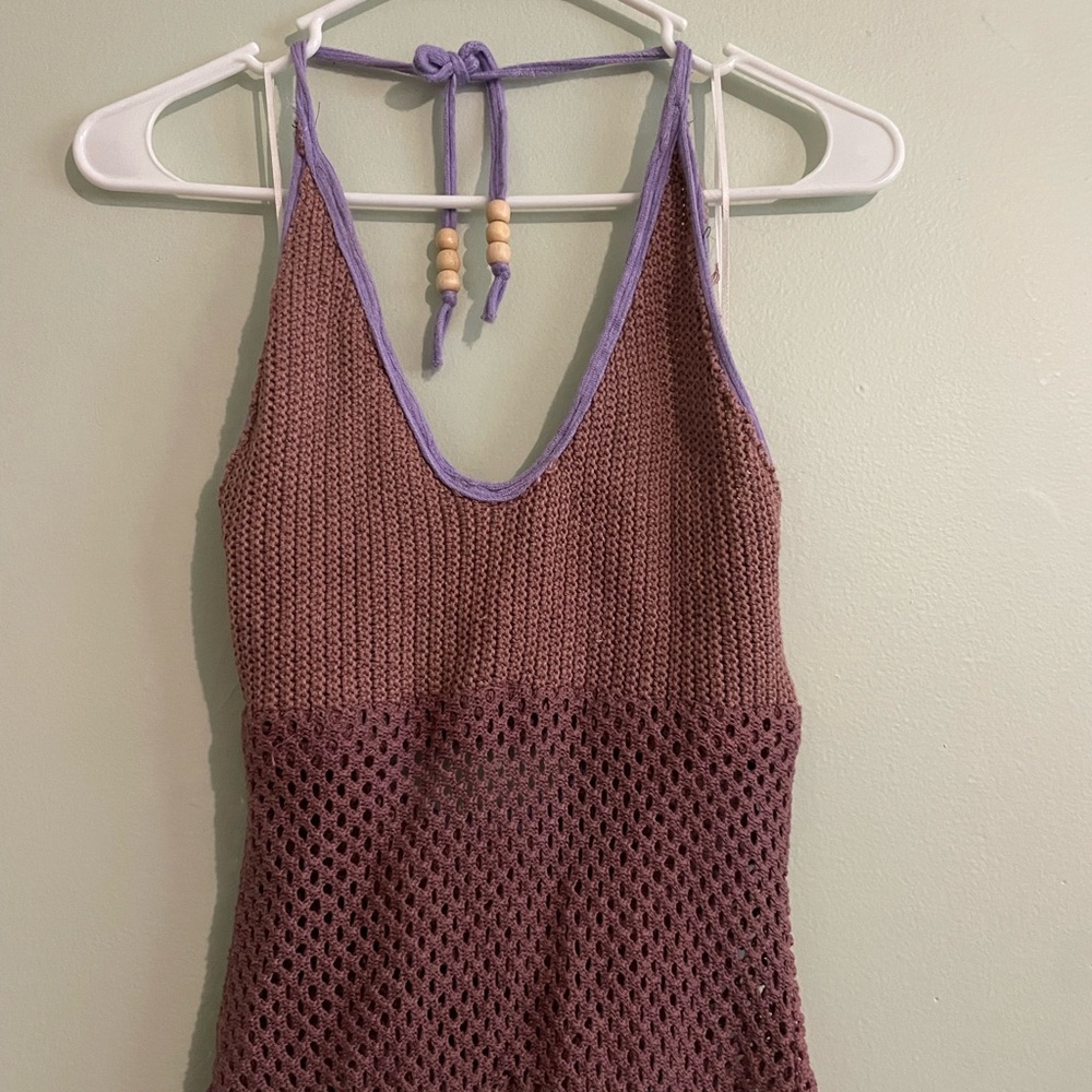 Mauve Crochet Halter Top